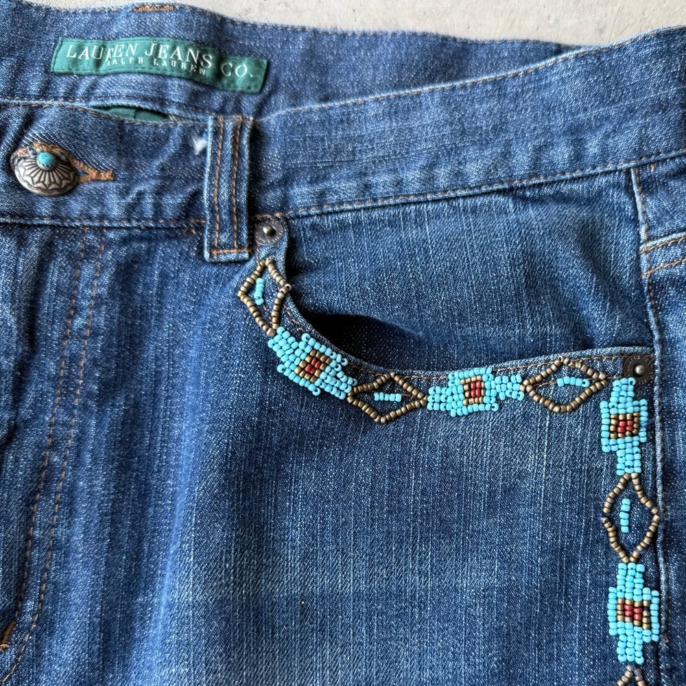 Vintage Lauren by Ralph Lauren Western Equestrian Jeans w/ Beaded Accent size 8
